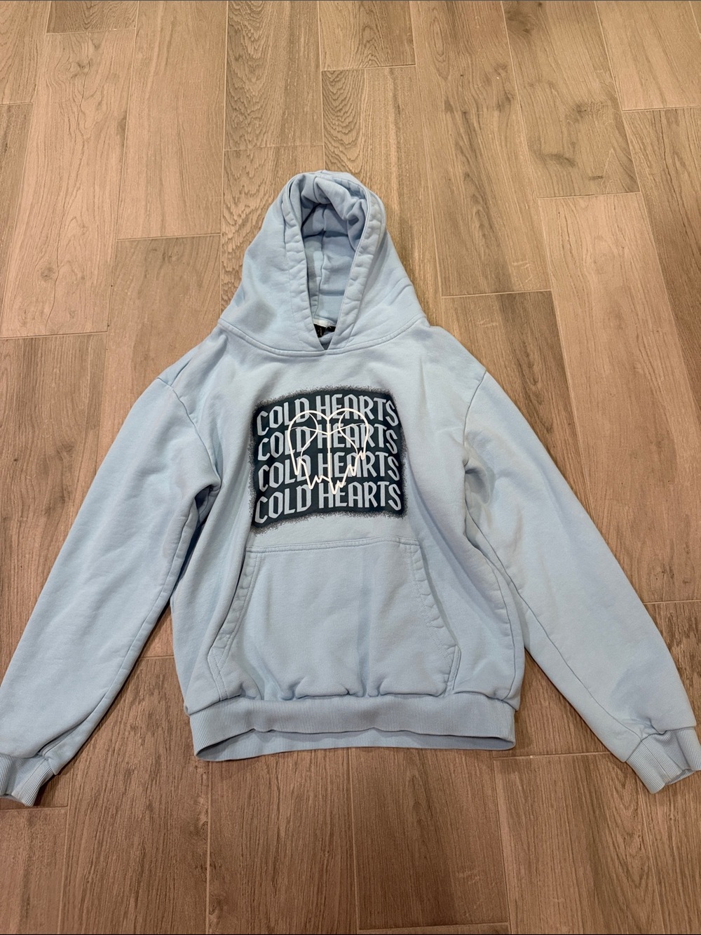 Overtime Boys Cold Hearts Light Blue Graphic Hoodie Size Large